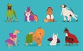 Cute dogs in different Halloween costume. Happy Halloween vector illustration. Ideal for holiday designs Royalty Free Stock Photo