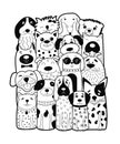 Cute dogs, doodle style.Funny animals.