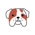 Cute dogs face avatar. Funny bulldog puppy face. Pups head portrait. Adorable doggy snout. Sweet amusing pets muzzle Royalty Free Stock Photo