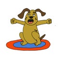 Cute dogs just wake up and yawn cartoon illustration