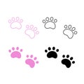 Cute Dogs Paws Collection - Pink, Black Royalty Free Stock Photo