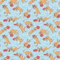 Cute dogs vector seamless pattern. Doodle background