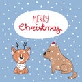 Cute dogs winter holidays greeting card Royalty Free Stock Photo