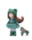 Cute doll with horse toy