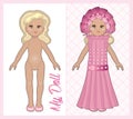 Cute doll wearing elegant pink dress