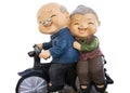 cute dolls having ride with their bike isolated on whitebackground include clipping path