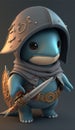 Cute Dolphin Animal Warrior 3D Game Model Generative AI