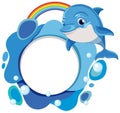 Cute dolphin with colorful rainbow and bubbles Royalty Free Stock Photo