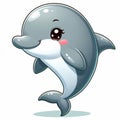 Cute Dolphin cartoon isolated on white background, suitable for making stickers and illustrations 10