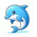 Cute Dolphin cartoon isolated on white background, suitable for making stickers and illustrations 1