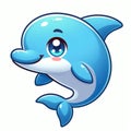 Cute Dolphin cartoon isolated on white background, suitable for making stickers and illustrations 4