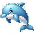 Cute Dolphin cartoon isolated on white background, suitable for making stickers and illustrations 7