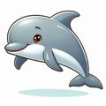 Cute Dolphin cartoon isolated on white background, suitable for making stickers and illustrations 8