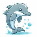 Cute Dolphin cartoon isolated on white background, suitable for making stickers and illustrations 9