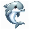 Cute Dolphin cartoon isolated on white background, suitable for making stickers and illustrations 11