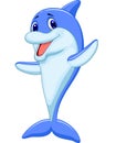Cute dolphin cartoon waving Royalty Free Stock Photo