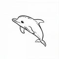 Cute dolphin, coloring page for kids. Generative AI Royalty Free Stock Photo