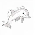 Cute dolphin, coloring page for kids. Generative AI Royalty Free Stock Photo