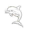 Cute dolphin, coloring page for kids. Generative AI Royalty Free Stock Photo