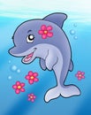 Cute dolphin girl in sea Royalty Free Stock Photo