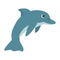 Cute dolphin mascot cartoon style character, vector for kids