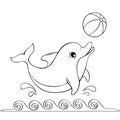 Cute dolphin playing with a ball