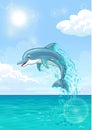 Cute dolphin in summer sea Royalty Free Stock Photo