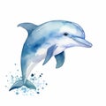 Cute Dolphin Watercolor Illustration - Playful And Characterful Animal Portrait Royalty Free Stock Photo