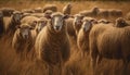 Cute domestic animals grazing in green meadow on sheep farm generated by AI Royalty Free Stock Photo