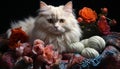 Cute domestic cat, fluffy kitten, nature beauty, small furry mammal generated by AI