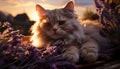 Cute domestic cat pets, animal kitten nature, mammal feline fur generated by AI