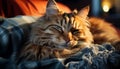 Cute domestic cat sleeping, fluffy fur, staring with selective focus generated by AI Royalty Free Stock Photo