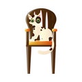 Cute domestic colorful cat character sitting on the tall wooden chair. Vector illustration in flat cartoon style Royalty Free Stock Photo