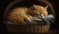 A cute domestic feline kitten napping outdoors ,generative AI