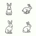 Cute Domestic Rabbit Mammal Outline Icon Set Royalty Free Stock Photo