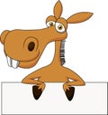 Cute donkey cartoon with blank sign Royalty Free Stock Photo