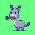 Cute Donkey Eating Carrot Cartoon Vector Icon Illustration Royalty Free Stock Photo
