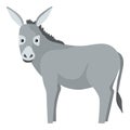 Cute donkey isolated on white background. Funny cartoon character farm gray color Royalty Free Stock Photo