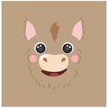 Cute donkey portrait square smiley head cartoon round shape animal face, isolated vector icon illustration. Flat avatar Royalty Free Stock Photo