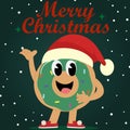 Cute donut mascot santa claus christmas.