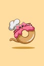 Cute donuts chef cartoon illustration