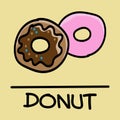 Cute donuts hand-drawn style, vector illustration.