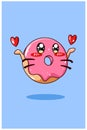 Cute donuts with love cartoon illustration