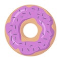 Cute donuts with purple frosting and white powder