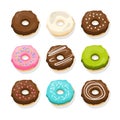 Cute Donuts Set Vector Design illustration full of color