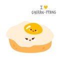 Cute doodle asian food egg bread