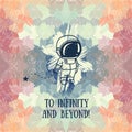 Cute doodle astronaut on abstract artistic background