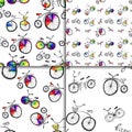 Cute doodle bicycle set Royalty Free Stock Photo