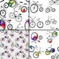 Cute doodle bicycle set Royalty Free Stock Photo