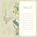 Cute doodle birds invitation card with